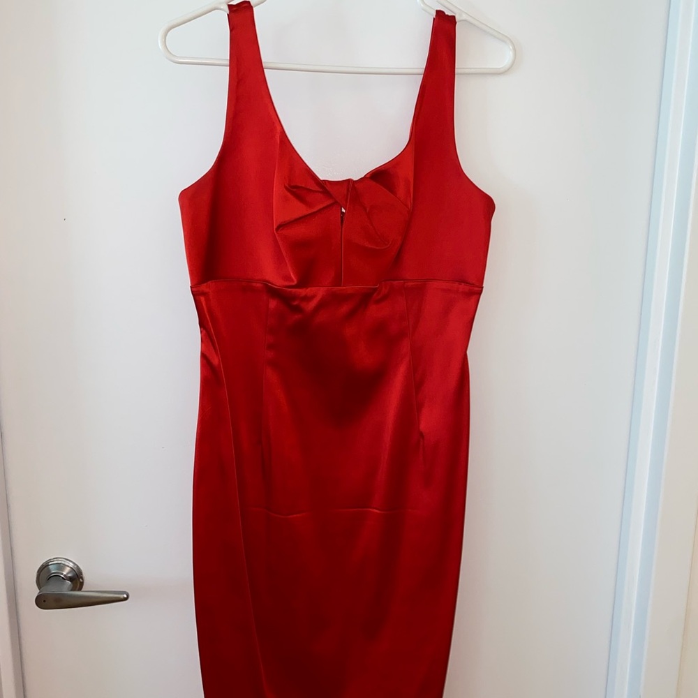 Calvin Klein Red Ruched Sheath Dress
